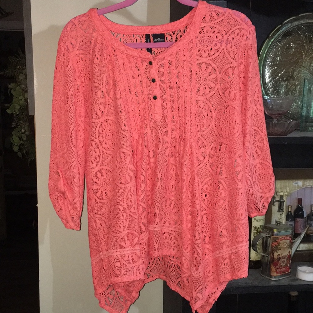 New Directions Orange Blouse W/ Tank Top SIZE M